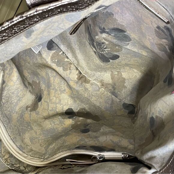 NWT  Elliott Lucca INTRECCIO Woven Metallic Shoulder Bag Tote Pewter Gold Silver - Picture 5 of 14